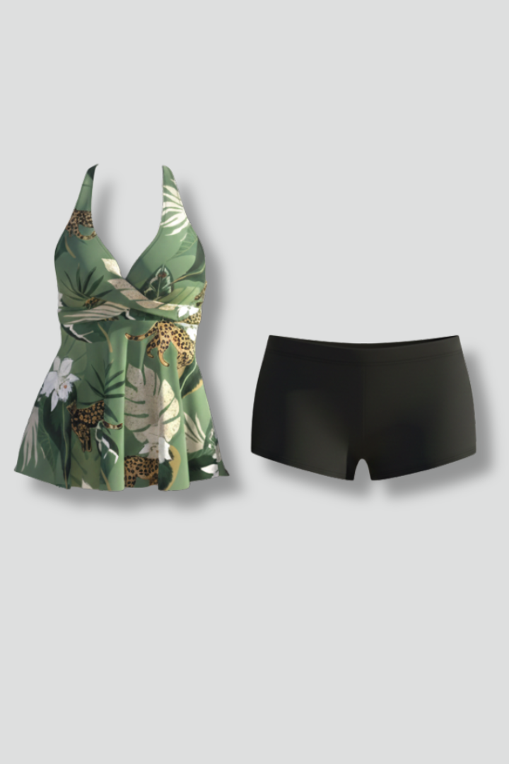 Women’s Tankini Set with Halter Neck and Shorts