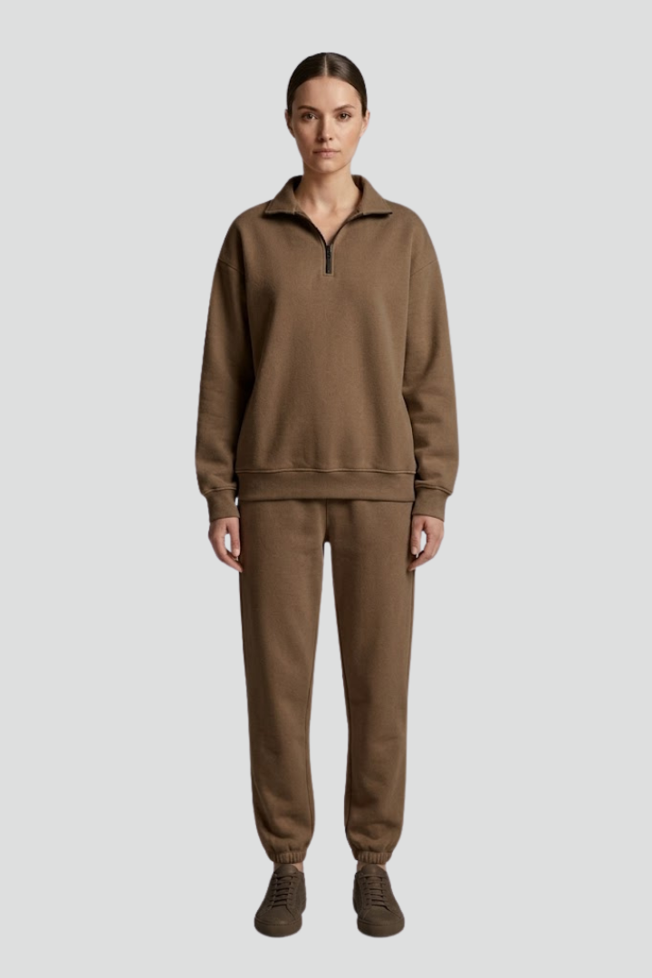 Women’s Tracksuit Set with Half-Zip Sweatshirt and Jogger Pants