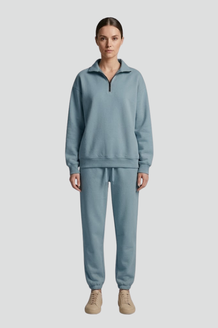 Women’s Tracksuit Set with Half-Zip Sweatshirt and Jogger Pants