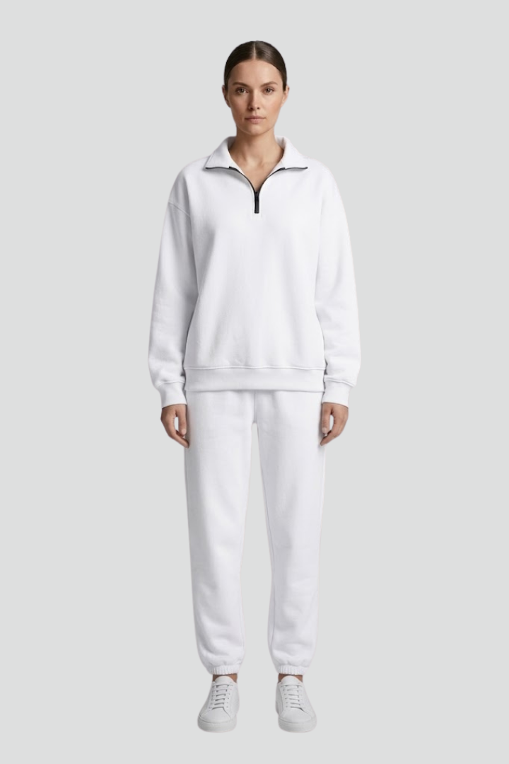 Women’s Tracksuit Set with Half-Zip Sweatshirt and Jogger Pants