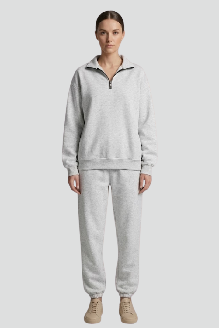 Women’s Tracksuit Set with Half-Zip Sweatshirt and Jogger Pants