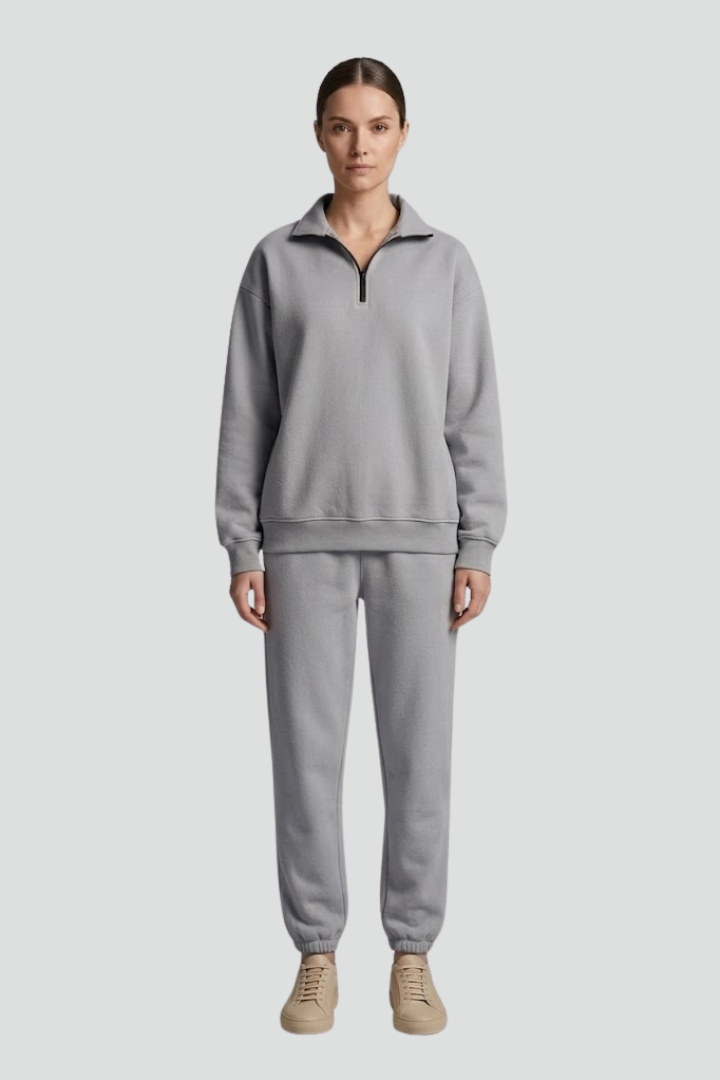 Women’s Tracksuit Set with Half-Zip Sweatshirt and Jogger Pants