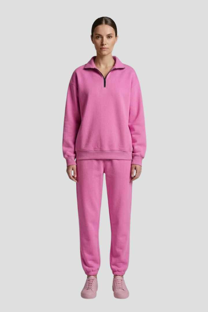 Women’s Tracksuit Set with Half-Zip Sweatshirt and Jogger Pants
