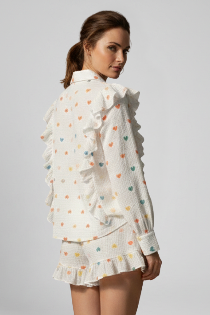 Women’s Two-Piece Set with Button Shirt and Shorts