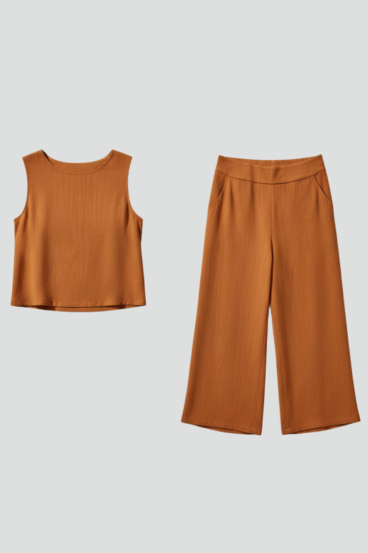 Women’s Two-Piece Set with Sleeveless Top and Trousers