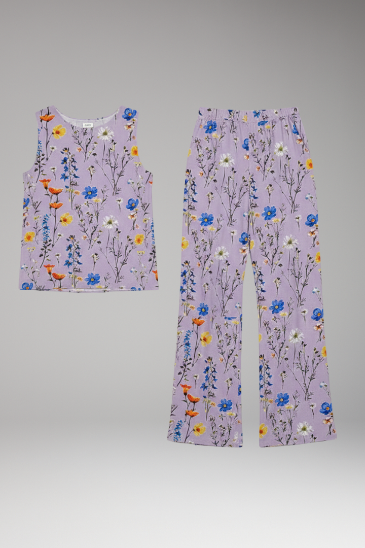 Women’s Two-Piece Set with Sleeveless Top and Wide Leg Trousers