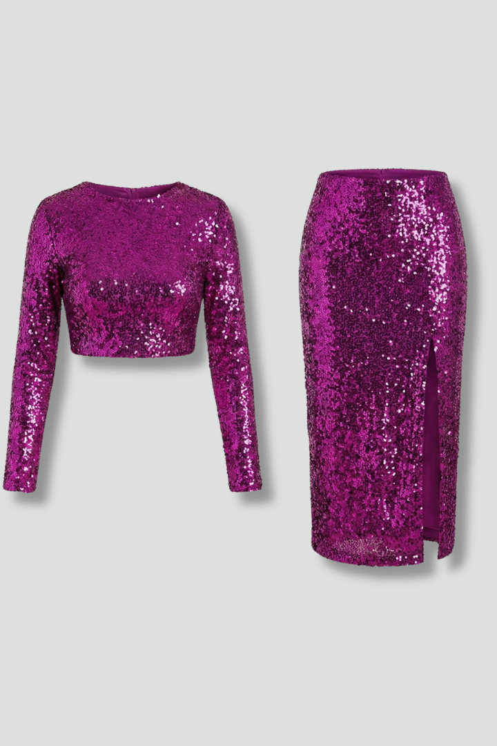 Women’s Two Piece Set with Long Sleeves and Side Slit