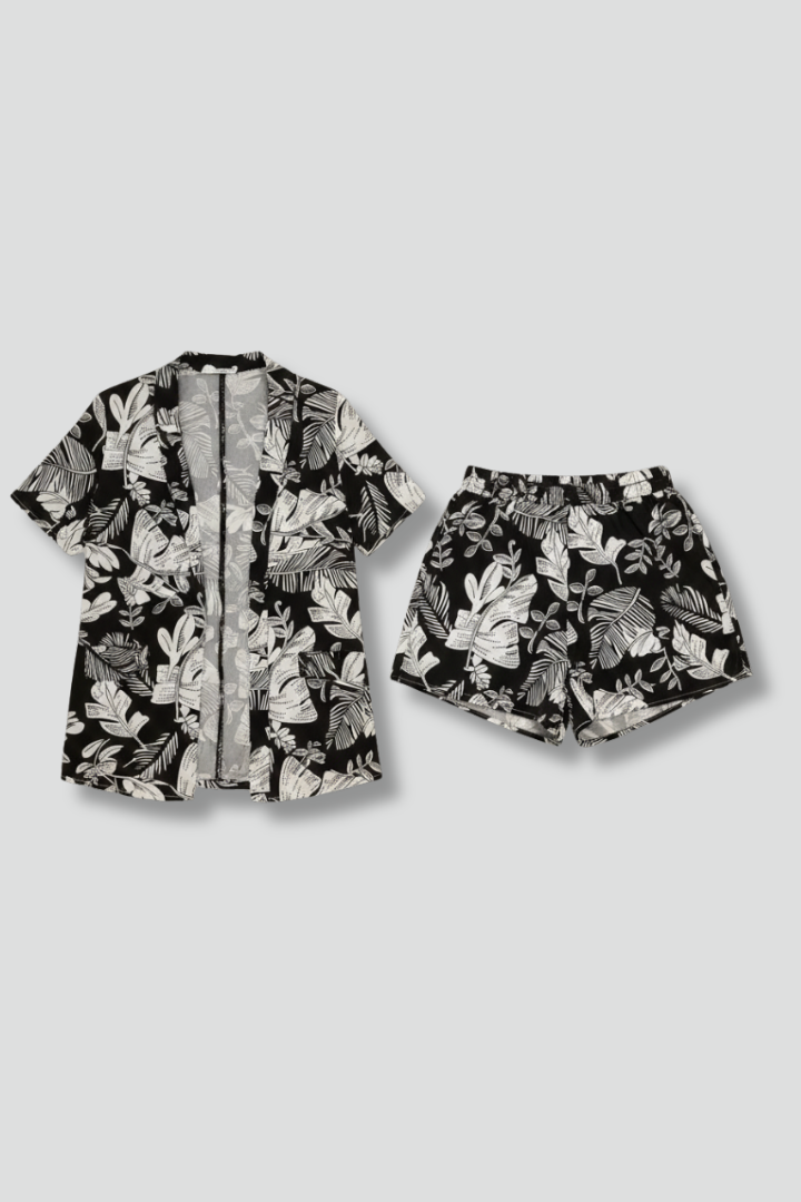 Women’s Two Piece Set with Open Front Top and Shorts