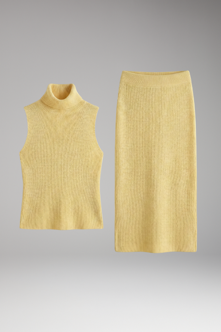 Women’s Two Piece Set with Sleeveless Top and Ribbed Skirt