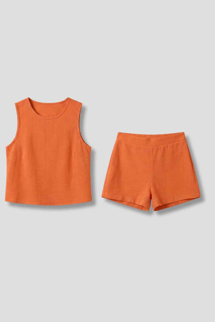 Women’s Two Piece Set with Sleeveless Top and Shorts