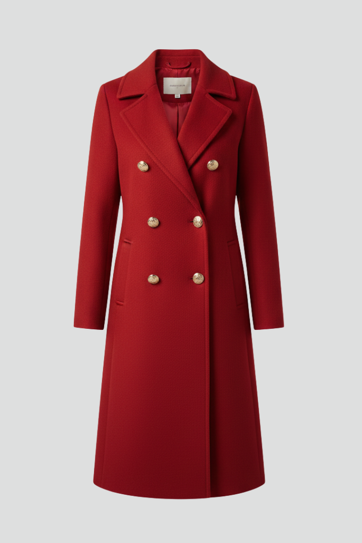 Women’s Wool Coat with Double-Breasted Closure and Structured Cut
