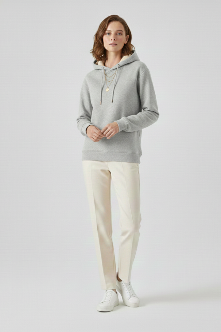 Women’s sweaters hoodie with sherpa lining and ribbed cuffs
