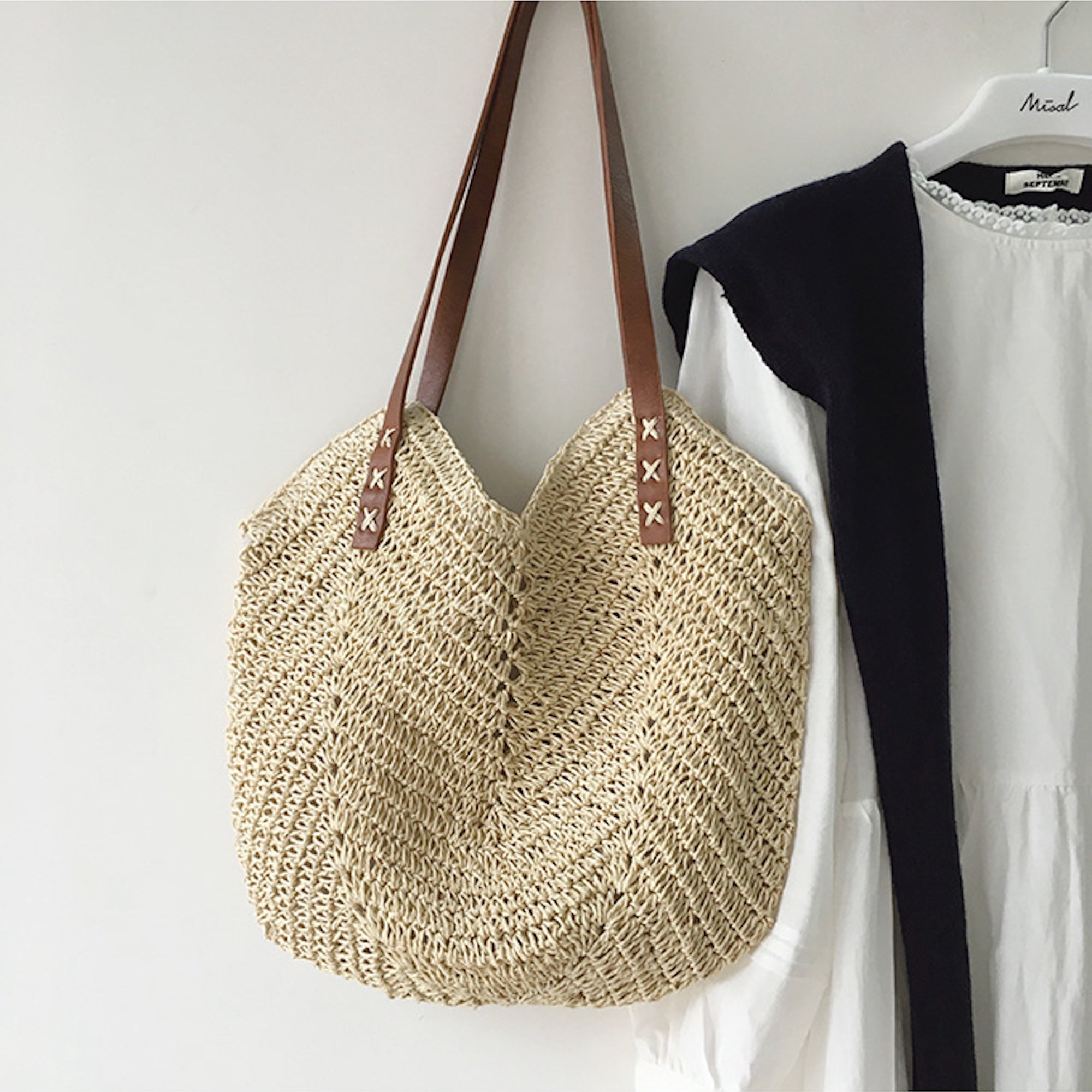 Woven Beach Bag with Spacious Interior for Women