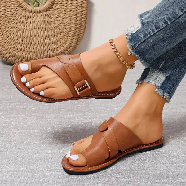 Women’s Sandals with Buckle and Textured Finish