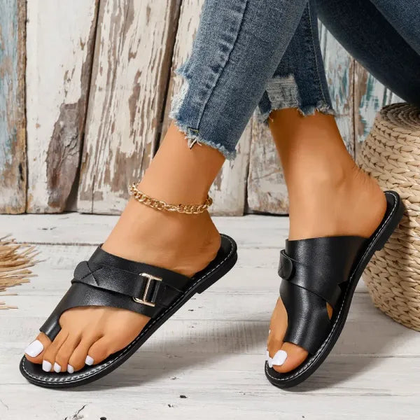 Women’s Sandals with Buckle and Textured Finish