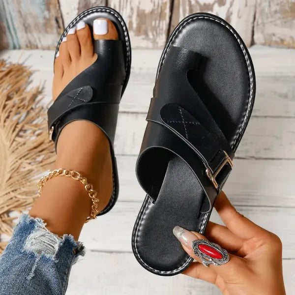Women’s Sandals with Buckle and Textured Finish
