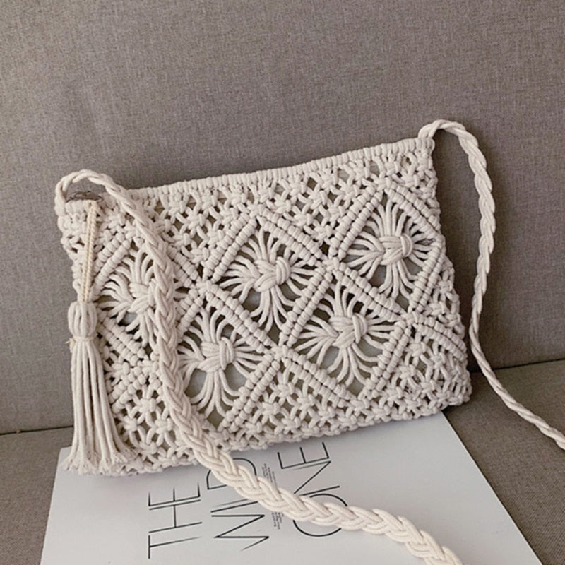 Woven Shoulder Bag with Boho Style Design for Women