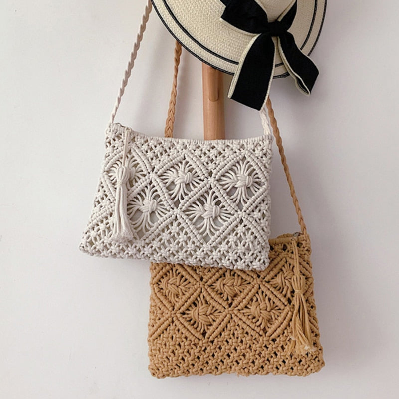 Woven Shoulder Bag with Boho Style Design for Women