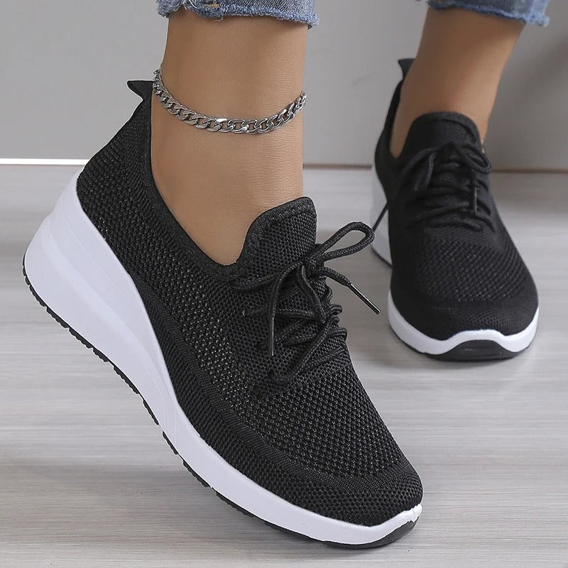 Unisex Lace-Up Sneakers with Footbed and Layered Sole