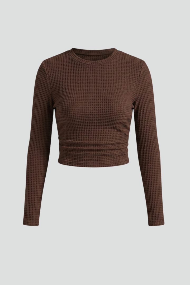 women’s Long Sleeve Crop Top in Textured Jersey by Heidi-Mode